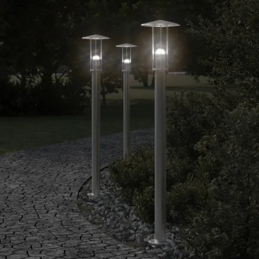 Candeeiro de Chão para Exterior 100 cm Aço Inoxidável Prateado