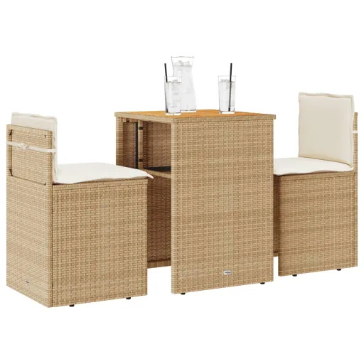 Conjunto Bistrô com Almofadões Vime PE Bege (3 pcs)