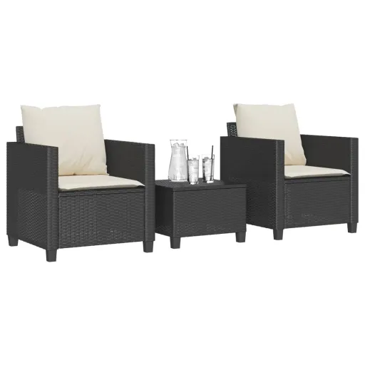 Conjunto de Bistrô com Almofadões Vime PE Preto (3 pcs)