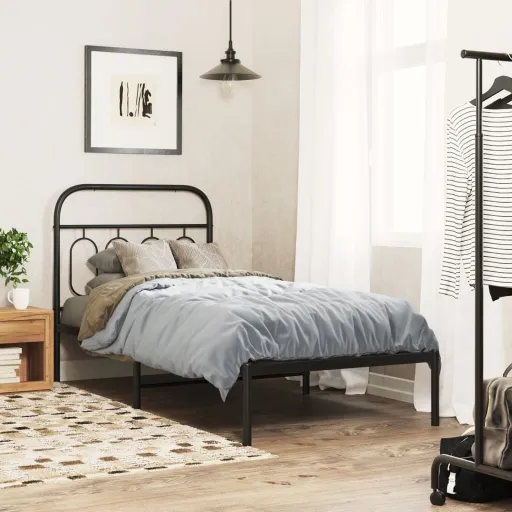 Estrutura de Cama com Cabeceira 80x200 cm Metal Preto