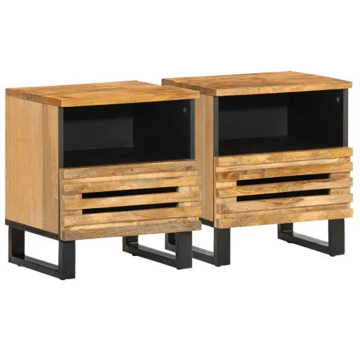 Mesas de Cabeceira   40x34x46 cm Mangueira Áspera Maciça (2 pcs)