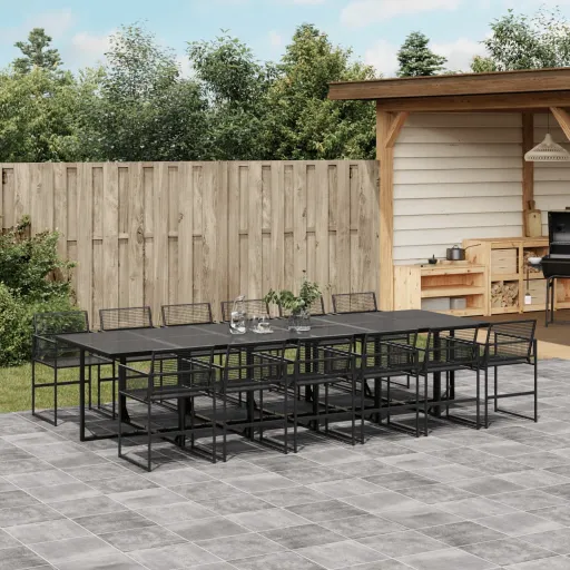 Conjunto de Jantar p/Jardim Vime PE Preto (13 pcs)