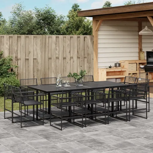 Conjunto de Jantar p/Jardim Vime PE Preto (13 pcs)