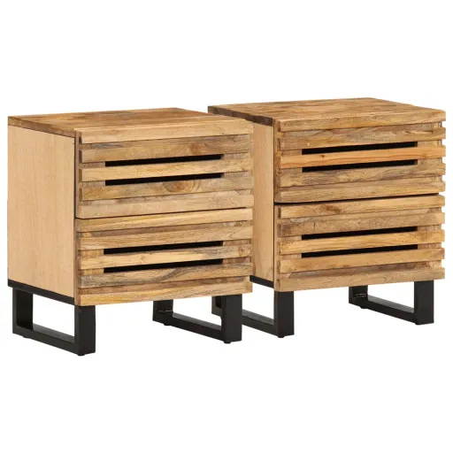 Mesas de Cabeceira   40x34x46 cm Mangueira Áspera Maciça (2 pcs)