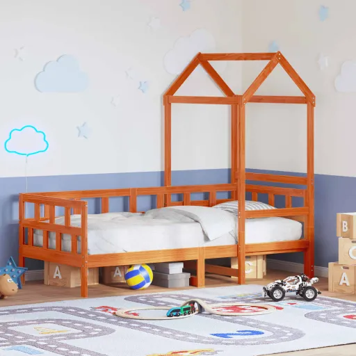 Sofá-Cama com Telhado 80x200 cm Pinho Maciço Castanho-Mel
