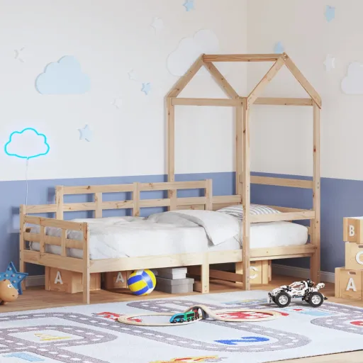 Sofá-Cama com Telhado 90x200 cm Madeira de Pinho Maciça