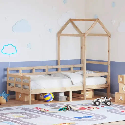 Sofá-Cama com Telhado 90x190 cm Madeira de Pinho Maciça