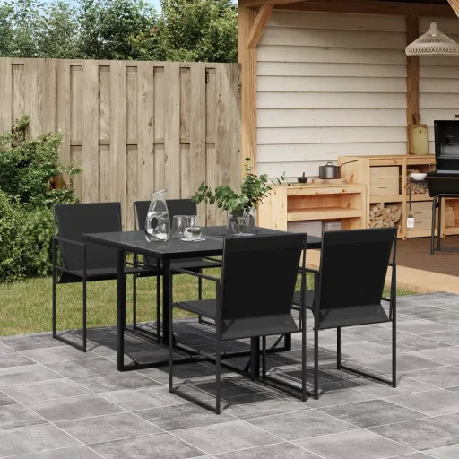 Conjunto de Jantar para Jardim Textilene Preto (5 pcs)