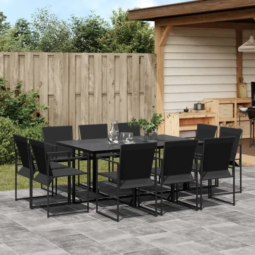 Conjunto de Jantar para Jardim Textilene Preto (11 pcs)