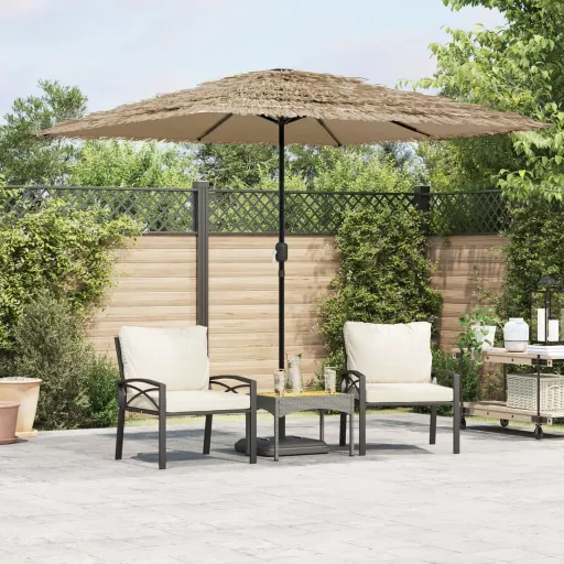 Guarda-Sol de Jardim com Poste de Aço 248x248x248 cm Castanho