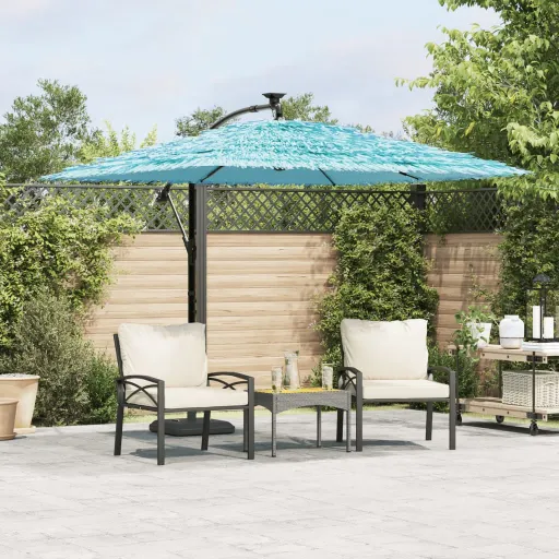 Guarda-Sol de Jardim com Poste de Aço 246x246x230 cm Azul