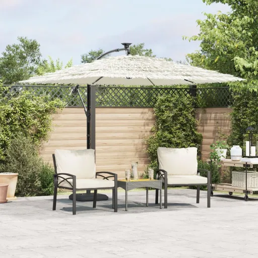 Guarda-Sol de Jardim com Poste de Aço 246x246x230 cm Branco