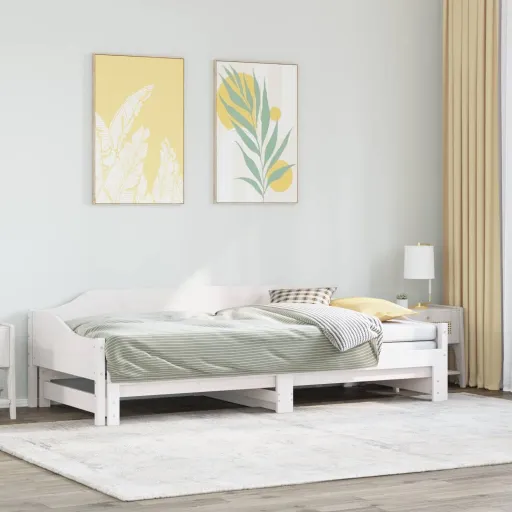 Sofá-Cama com Gavetão 90x190 cm Madeira de Pinho Maciça Branco