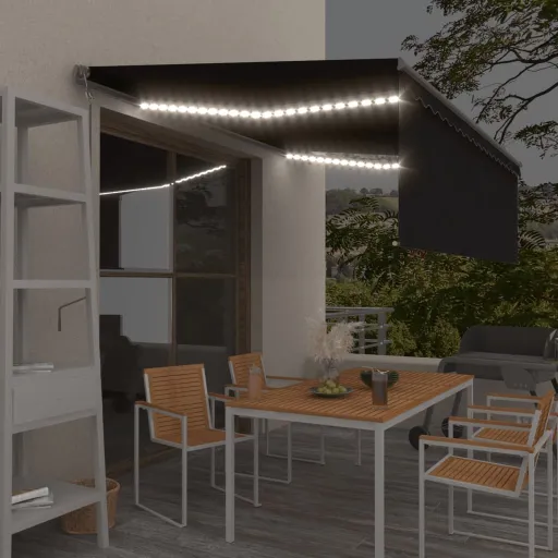Toldo Automático c/ Estore/LED/Sensor de Vento 4x3 m Antracite