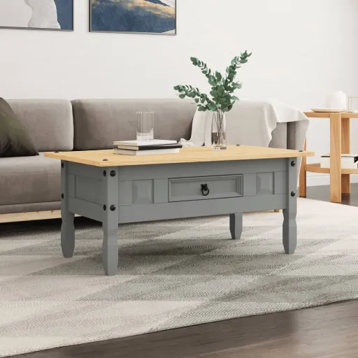 Mesa de Centro Corona Pinho Mexicano 100x55x44 cm Cinzento