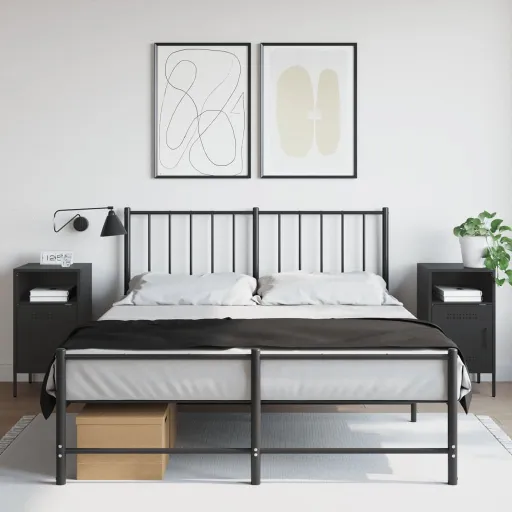 Mesas de Cabeceira   36x39x68 cm Aço Preto (2 pcs)