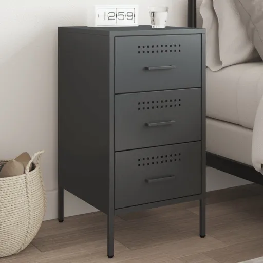 Mesa de Cabeceira 36x39x68 cm Aço Preto