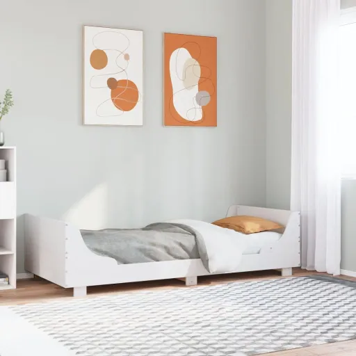 Cama Sem Colchão 100x200 cm Madeira de Pinho Maciça Branco