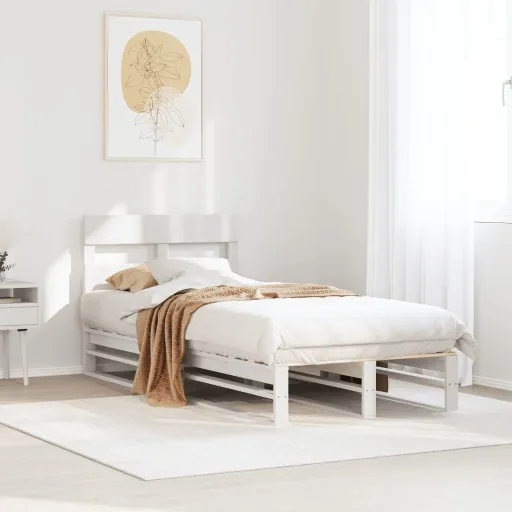 Cama Sem Colchão 90x200 cm Madeira de Pinho Maciça Branco