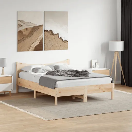 Cama Sem Colchão 140x200 cm Madeira de Pinho Maciça