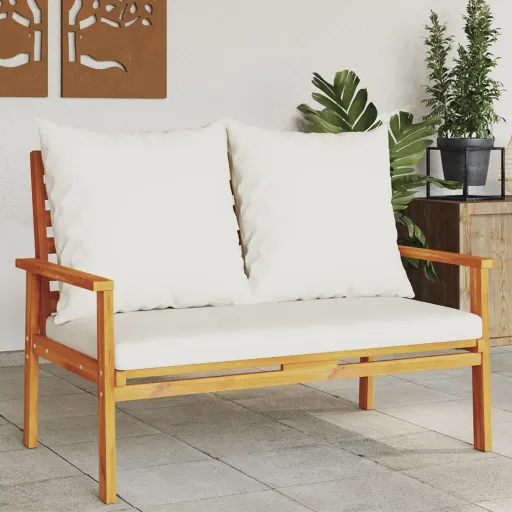 Banco de Jardim com Almofadão 120 cm Madeira de Acácia Maciça