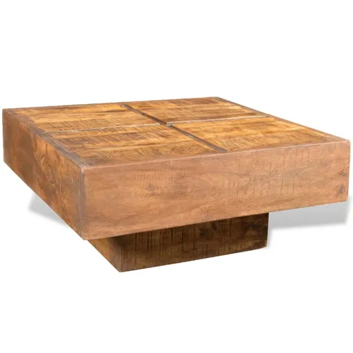 Mesa de Centro Quadrada em Madeira de Mangueira Maciça Castanho