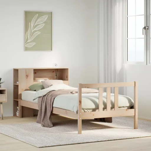 Cama com Estante Sem Colchão 75x190 cm Pinho Maciço