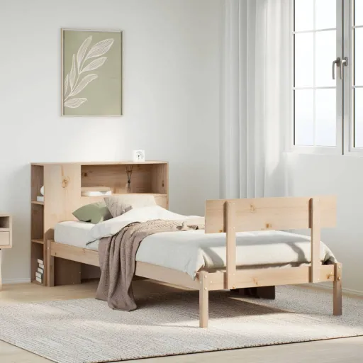Cama com Estante Sem Colchão 90x200 cm Pinho Maciço