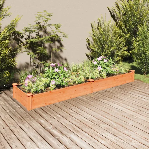 Canteiro Elevado c/ Forro 240x60x25 cm Abeto Maciço Castanho