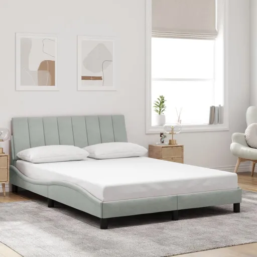 Estrutura de Cama Sem Colchão Hanko 140x190 cm Veludo Cinzento-Claro