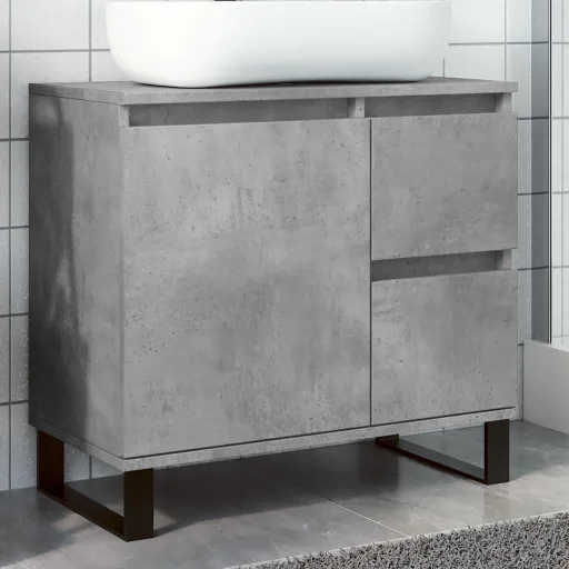 Armário Lavatório WC 65x33x60cm Deriv. Madeira Cinzento Cimento