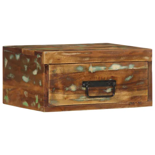 Mesa de Cabeceira de Parede Madeira Recuperada Maciça