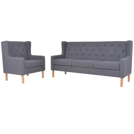 Conjunto de Sofás   Tecido Cinzento (2 pcs)