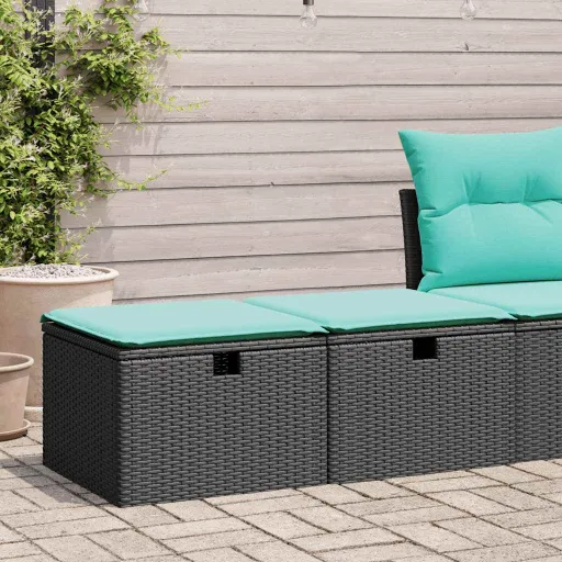 Conjunto Sofás Jardim c/ Almofadões Vime PE/Acácia Preto (2 pcs)