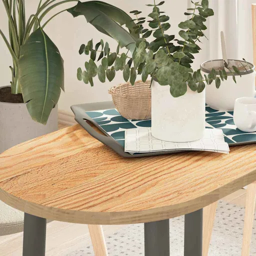 Tampo de Mesa 80x40x2 cm Madeira de Carvalho Maciça Oval