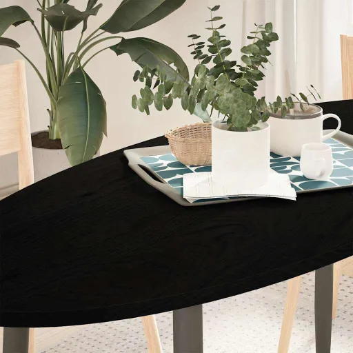 Tampo de Mesa 140x60x2 cm Carvalho Maciça Oval Castanho-Escuro