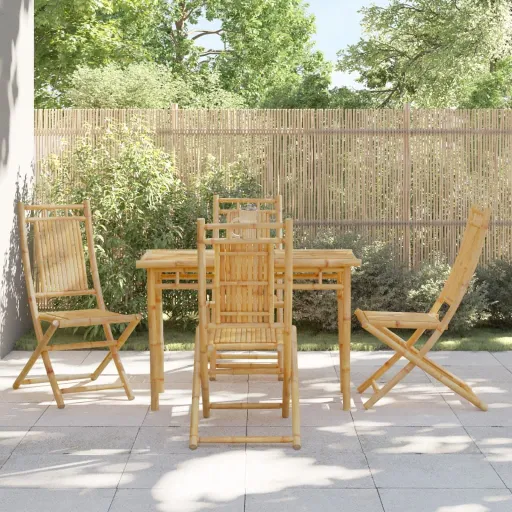 Cadeiras de Jardim Dobráveis   46x66x99 cm Bambu (4 pcs)
