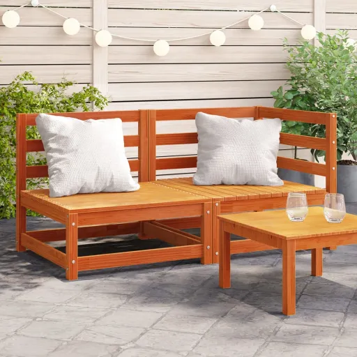 Sofá de 2 Lugares para Jardim Pinho Maciço Castanho-Mel