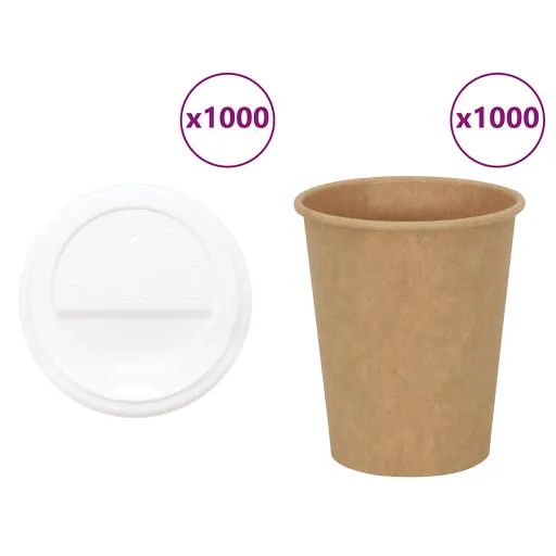 Copos de Café de Papel com Tampas   8oz 200ml (1000 pcs)