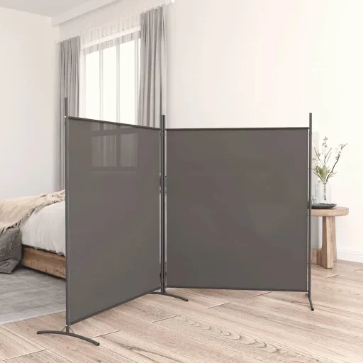 Divisória/Biombo com 2 Painéis 348x180 cm Tecido Antracite