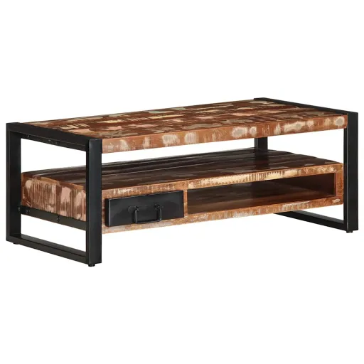 Mesa de Centro Multicor 90x50x36 cm Madeira Maciça Recuperada