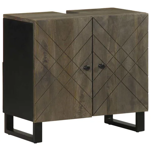 Armário para Lavatório 62x33x58 cm Madeira Maciça Manga Preto