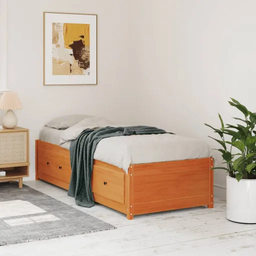 Sofá-Cama Sem Colchão 80x200 cm Madeira de Pinho Castanho Cera