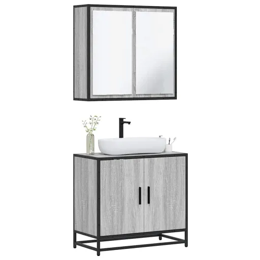 Conjunto Móveis WC Derivados de Madeira Sonoma Cinza (2 pcs)