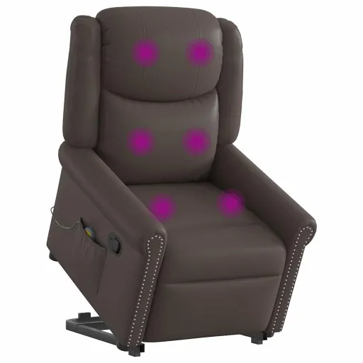 Poltrona Massagens Reclinável Elevatória Couro Artificial