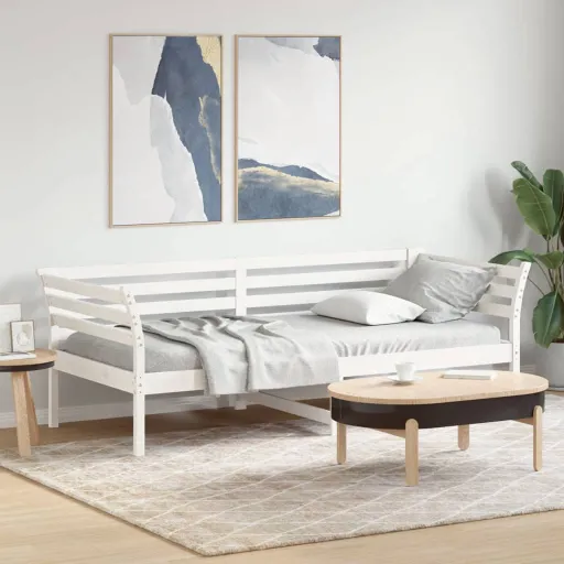 Cama Dia Sem Colchão Branco 100x200 cm Pinho de Madeira Maciça