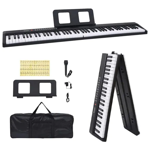 88 Teclas Piano Teclado Elétrico com Suporte de Música Dobrável