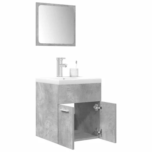 Conj. Móveis Casa Banho Derivados Madeira Cinza Cimento (3 pcs)