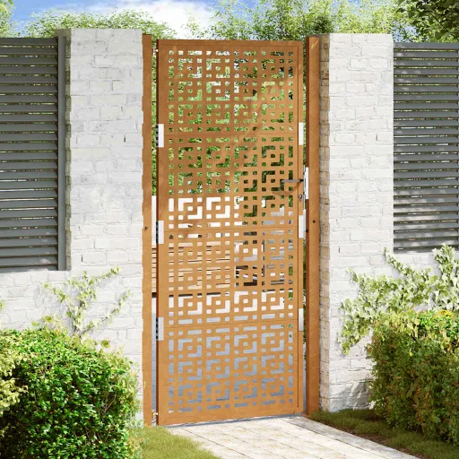Portão de Jardim 100x200 cm em Aço Inoxidável com Design em Cruz