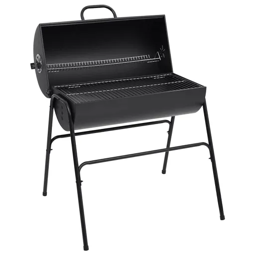 Grelhador Barril c/ 2 Grelhas de Cozinhar 80x95x90 cm Aço Preto